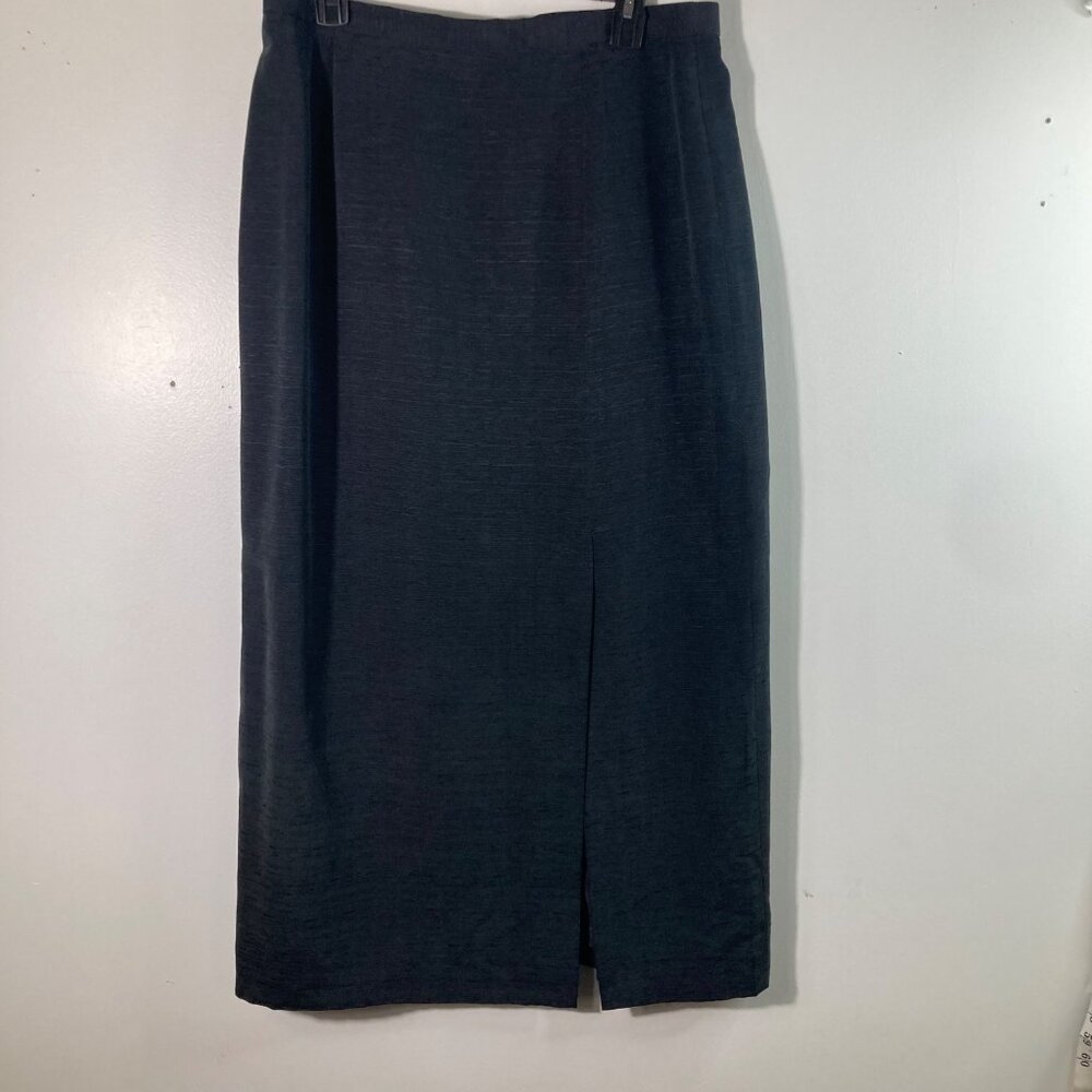 Womens Travis Ayers Slub Silk Lined Midi Skirt 14 measures 10 Black